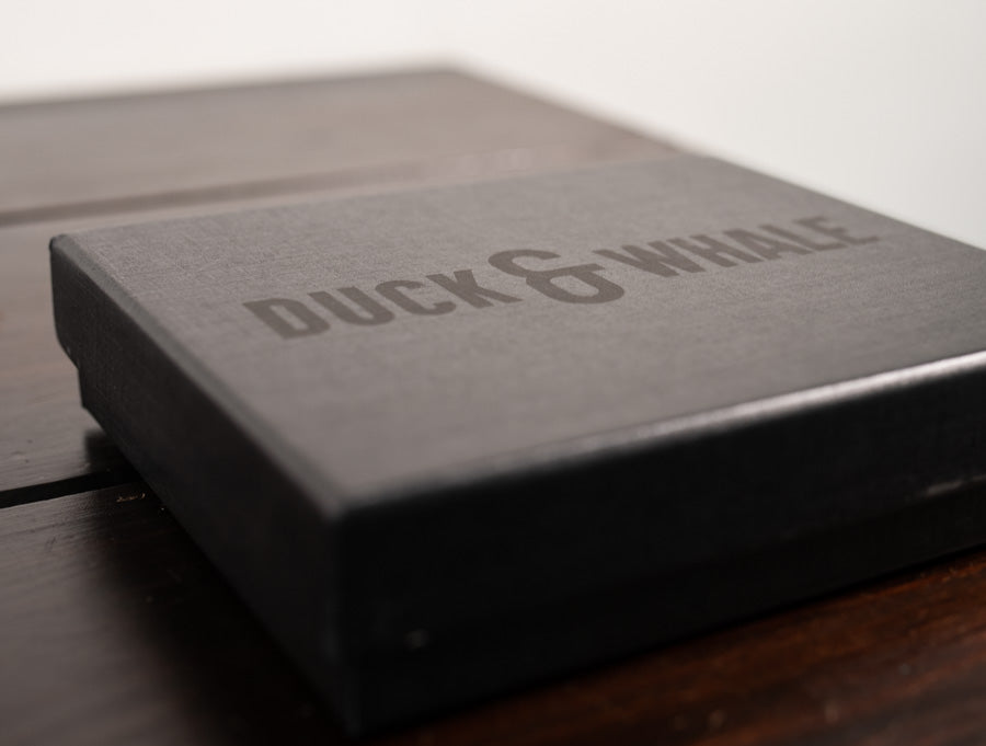 Grill Badge - NEW - Flagman Duck & Whale - Black Nickel with Black & Grey