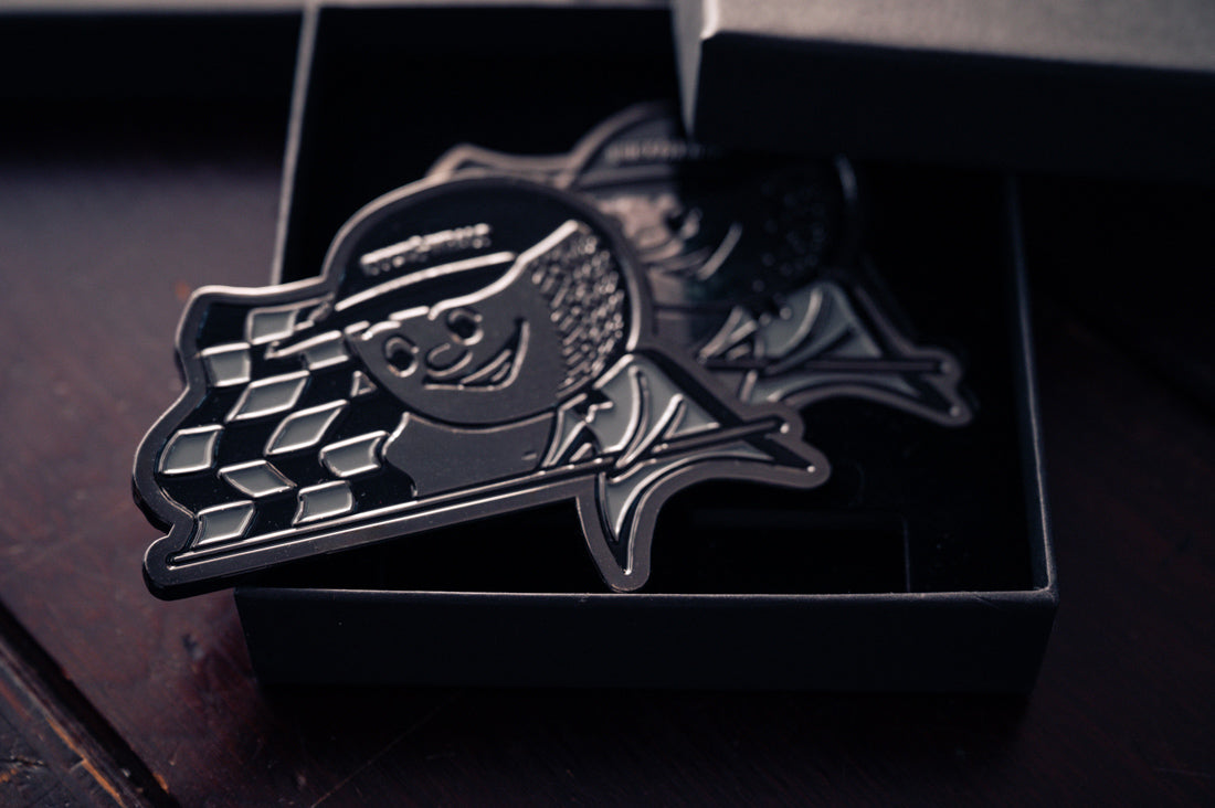 Grill Badge - NEW - Flagman Duck & Whale - Black Nickel with Black & Grey