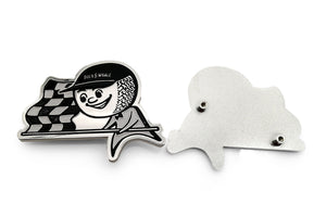 Grill Badge - NEW - Flagman Duck & Whale - Silver with Black & White