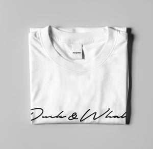 Duck & Whale Script White T-Shirt - Mens